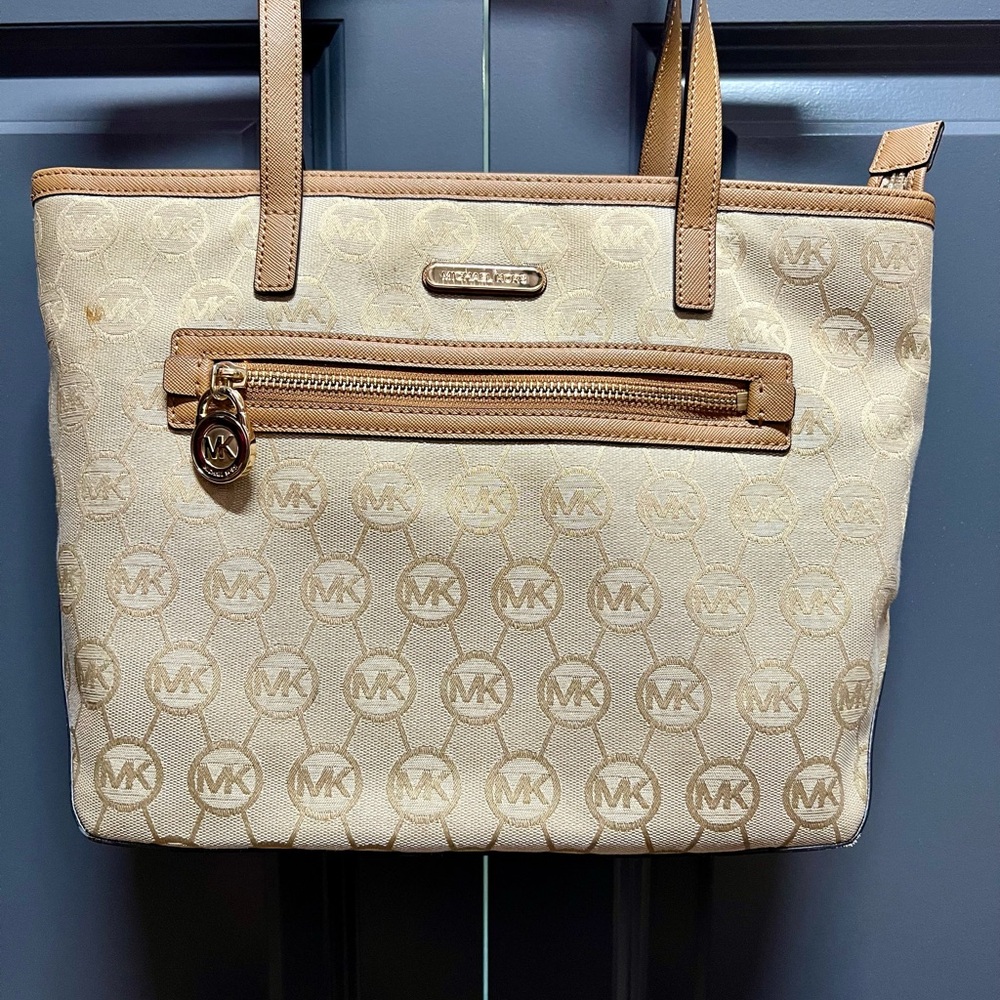 Michael Kors Tan and Brown Signature Tote